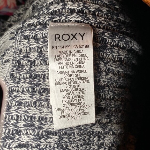 ROXY Sweater Tunic Dress Large L Marled Gray Knit V-Neck 3/4 Sleeve Cotton Blend - Picture 8 of 11